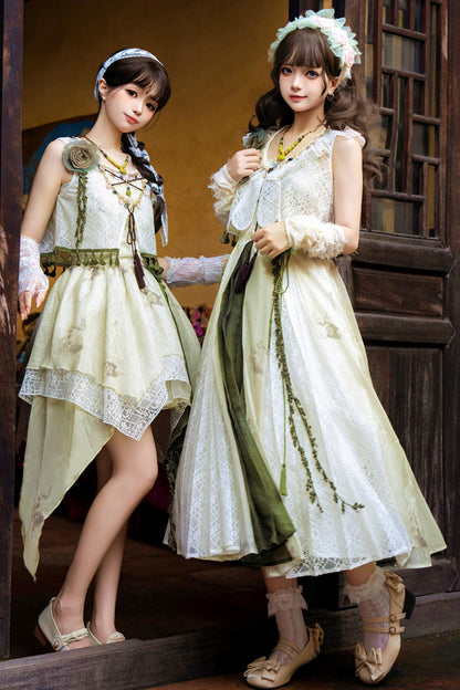 Sweet Resort Style Lolita Sand Dress Set