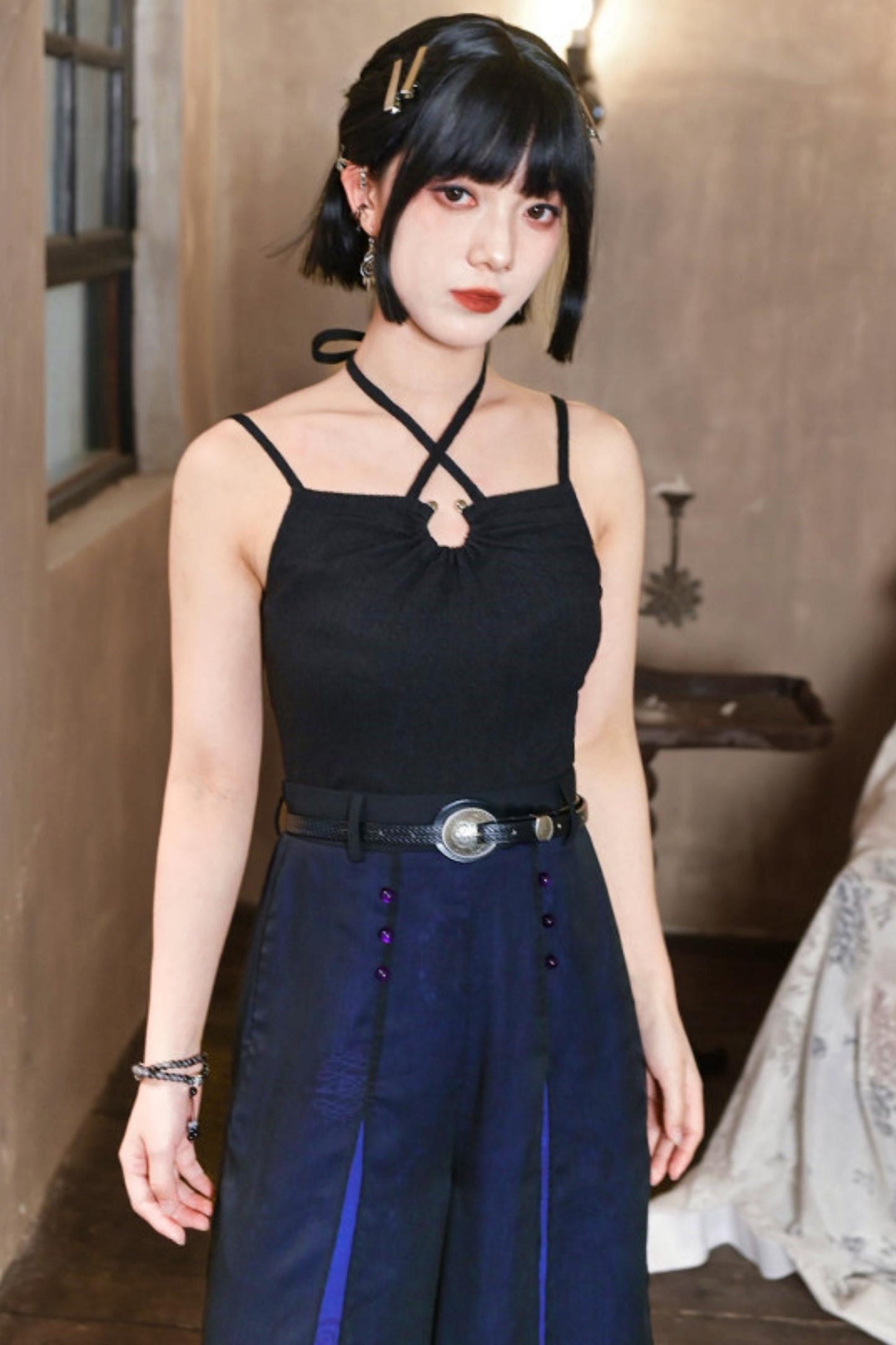 Black Textured Camisole Top