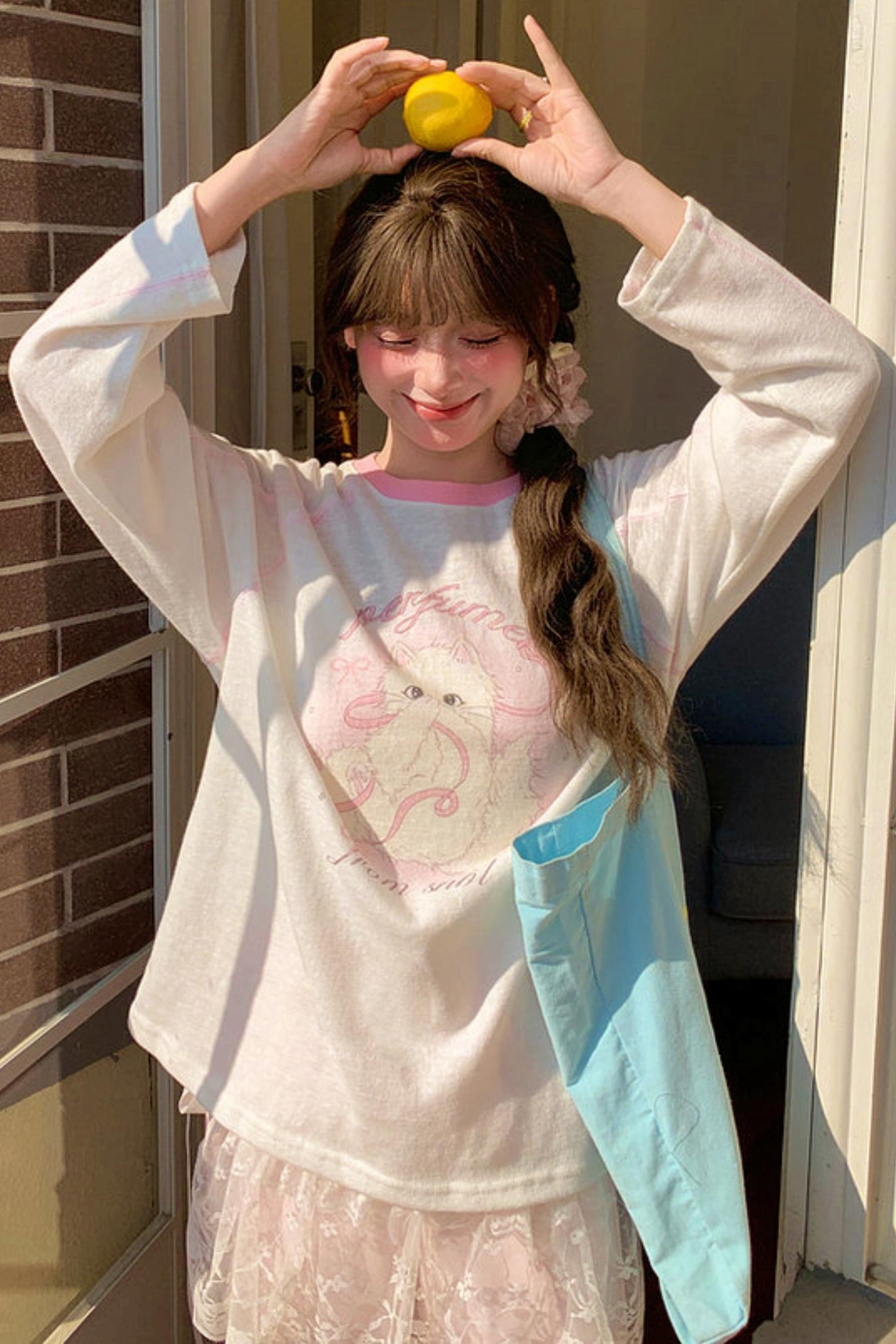 Sweet Cat Print Top