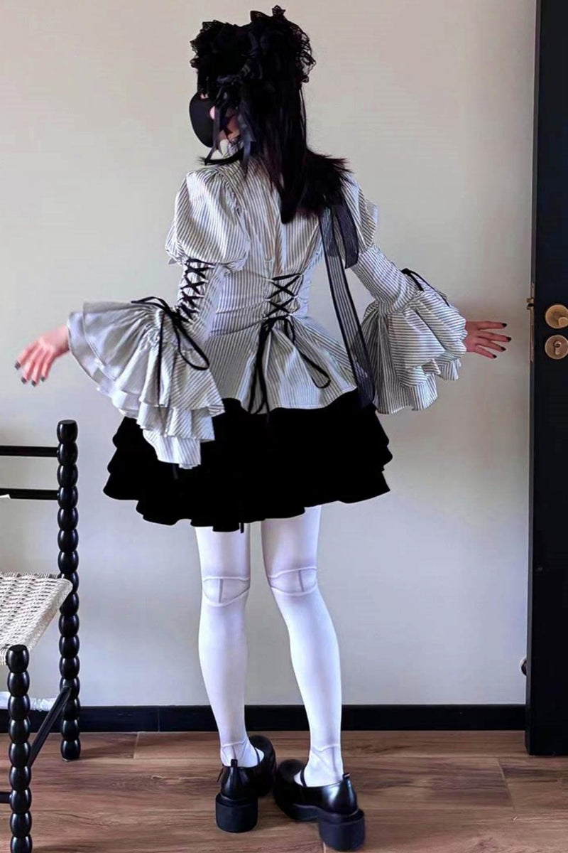 Princess Sleeve Gothic Striped Lolita Blouse