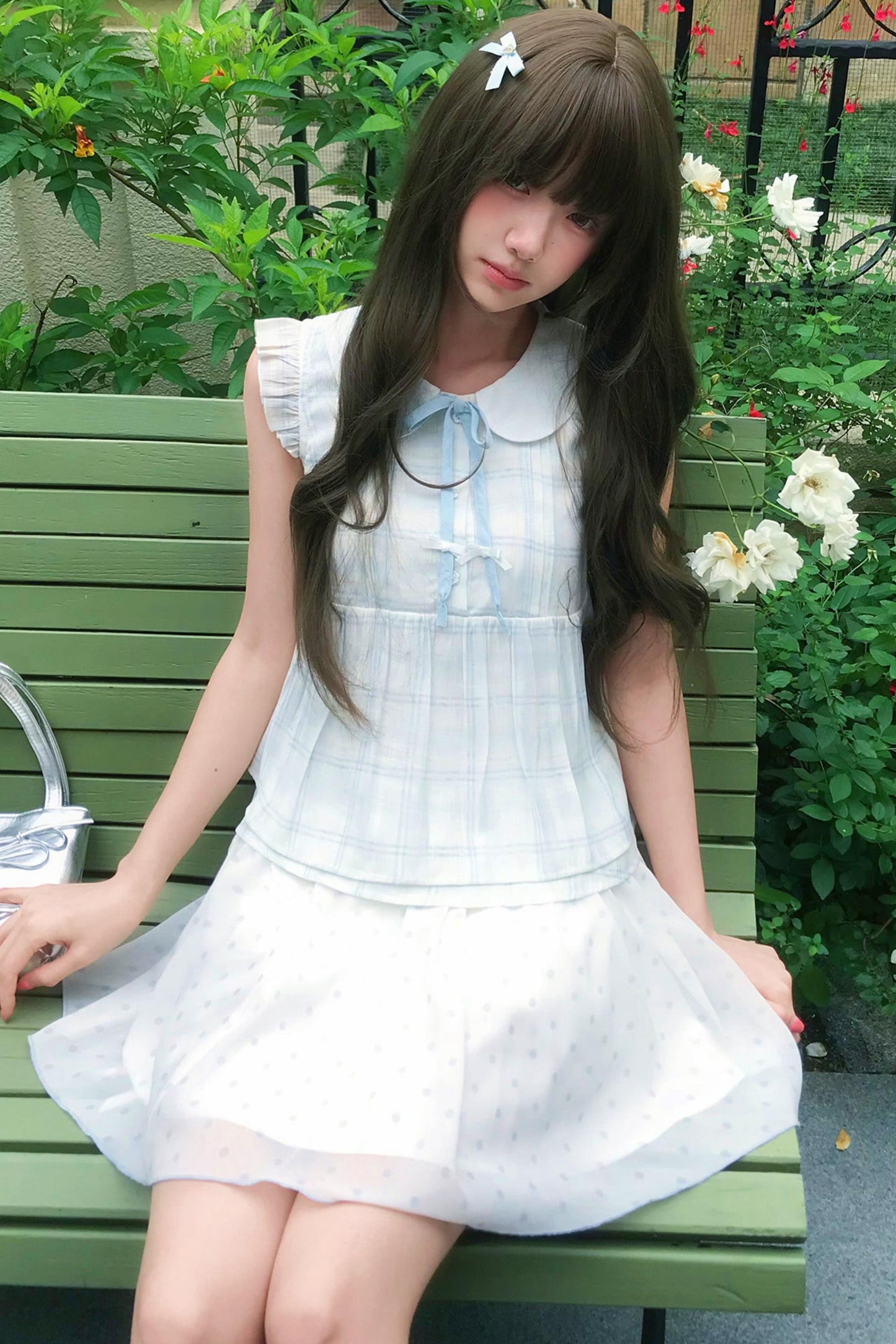 Angelic Doll Collar Top + Dot Skirt