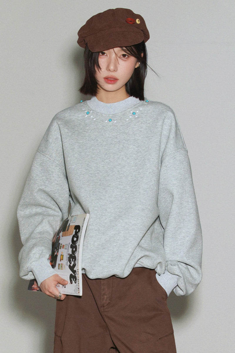Gemstone Decorated Sweatshirt
