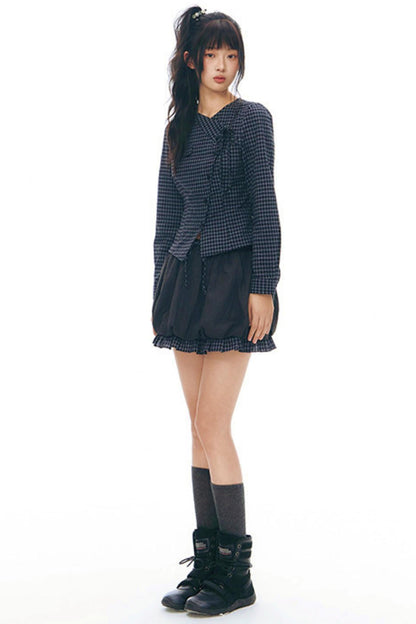 Y2k Small Checkered Shirt + Skirt