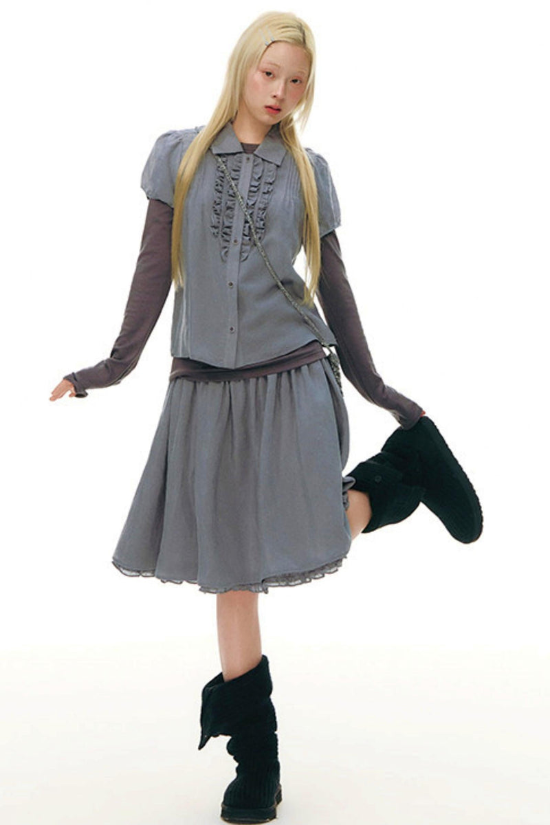 Lace Placket Top + Skirt