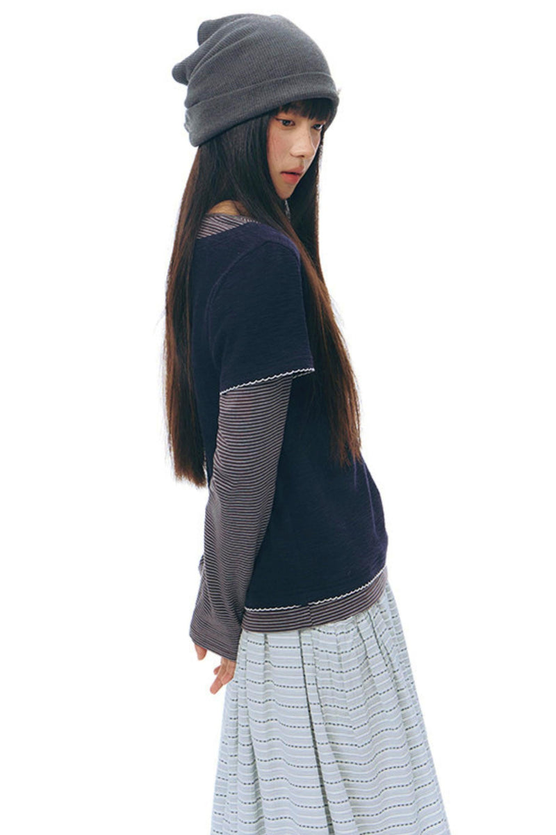 Contrast Color Layered Top
