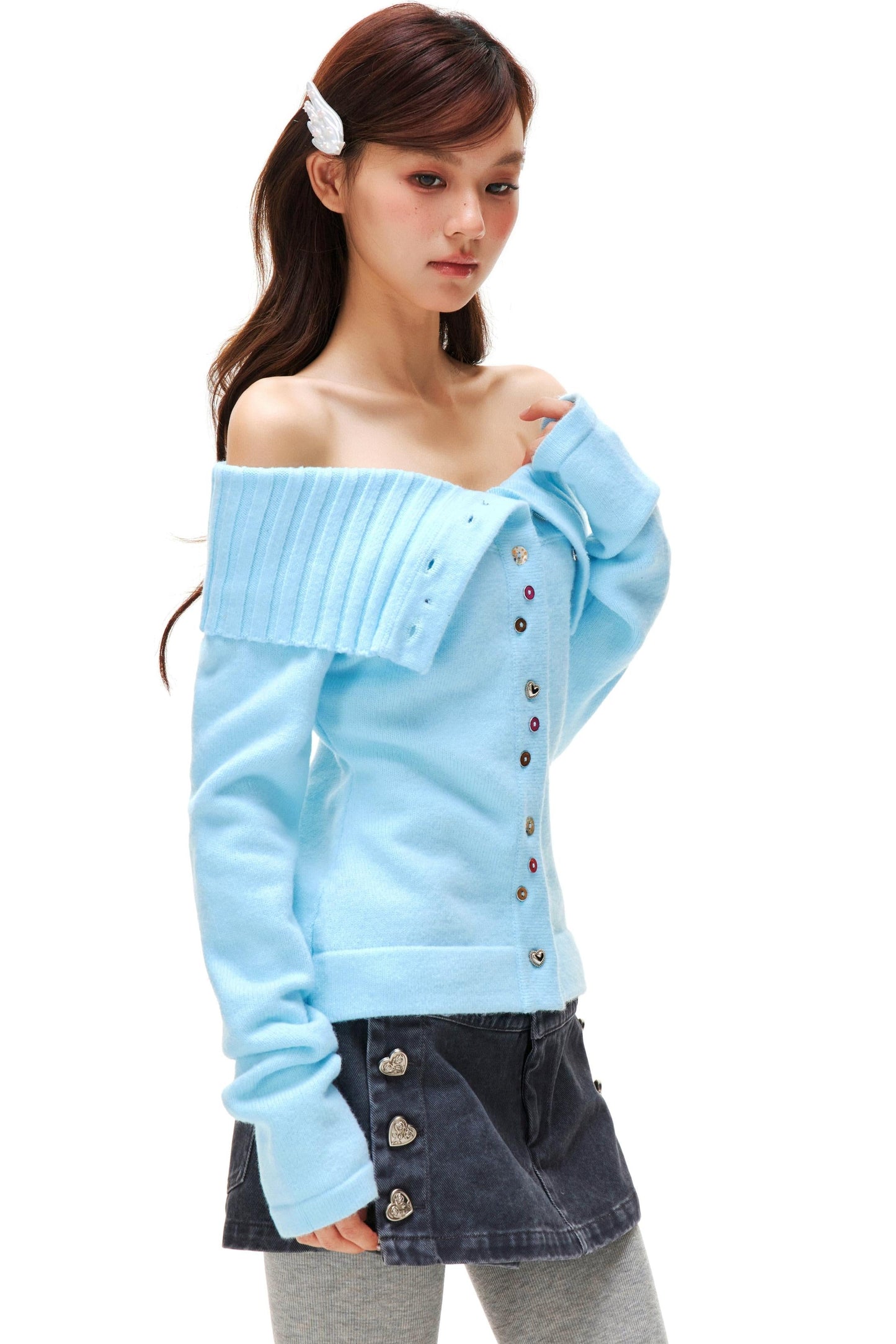 Off-shoulder Knit Sweater