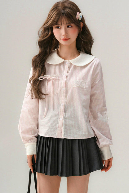 Doll Collar Cotton Blouse