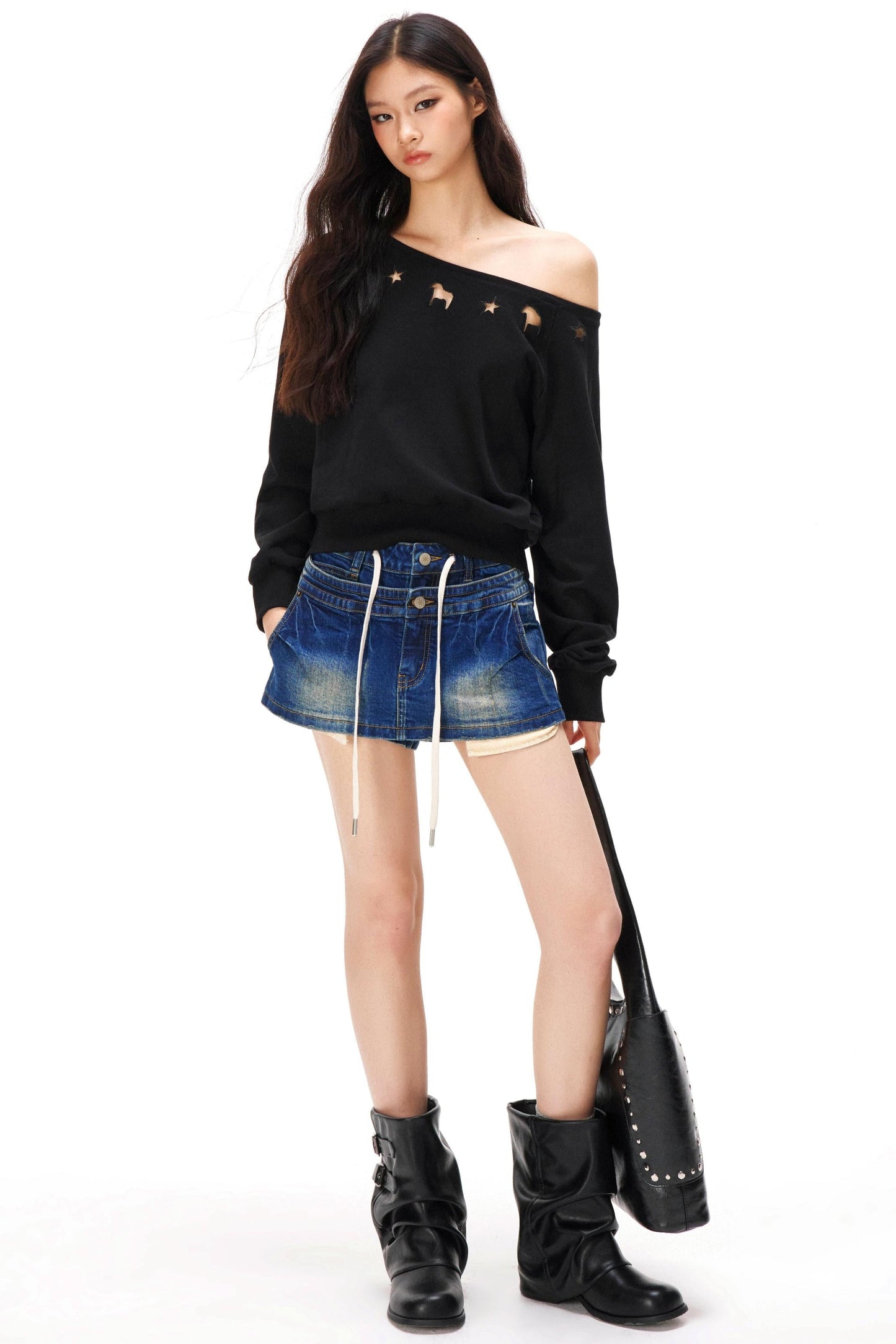 Asymmetrical Off-shoulder Sweatshirt