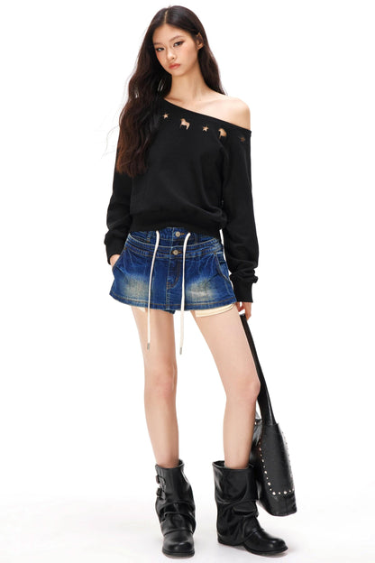 Asymmetrical Off-shoulder Sweatshirt