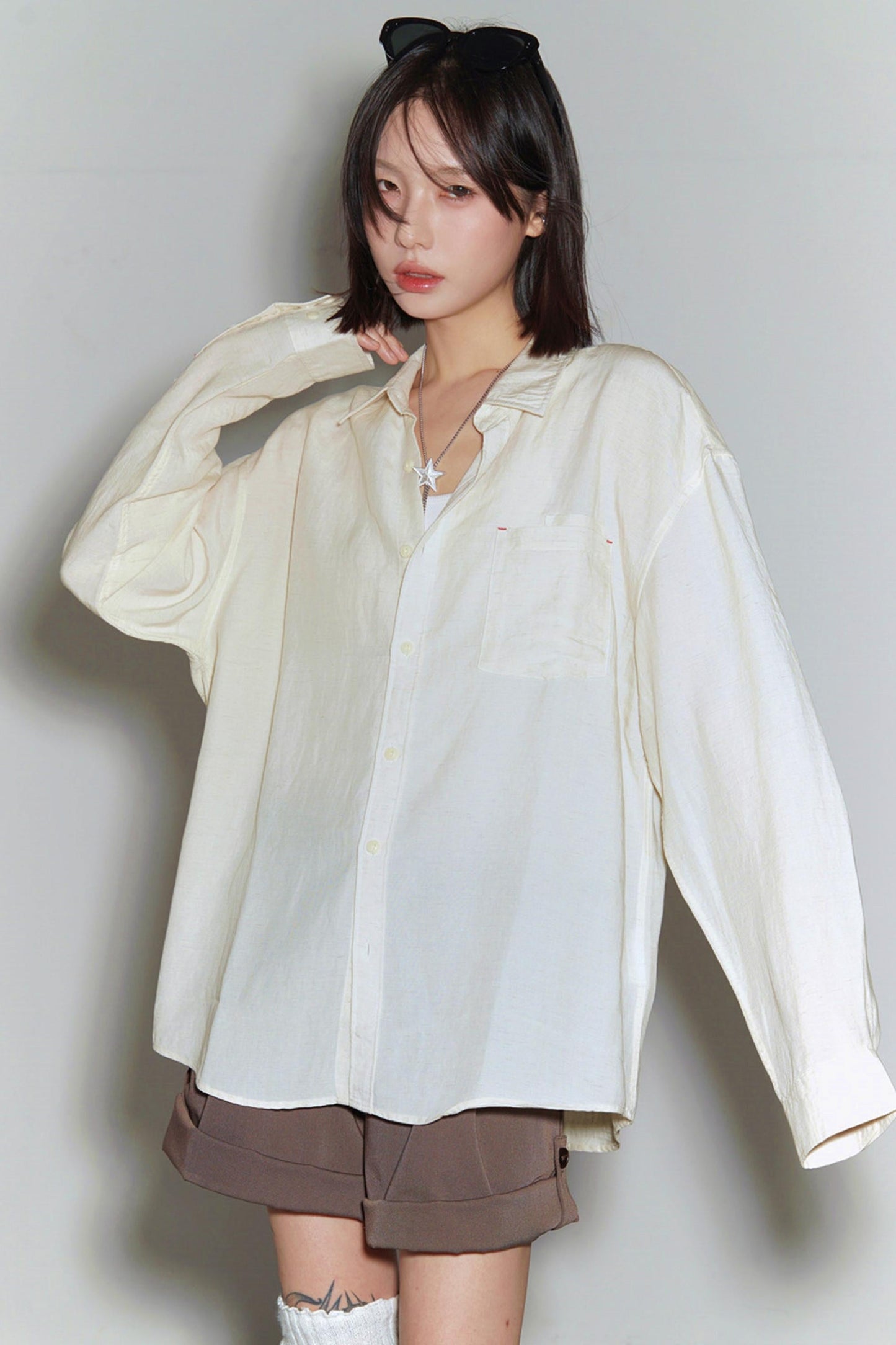 Cotton Linen Long Sleeve Blouse