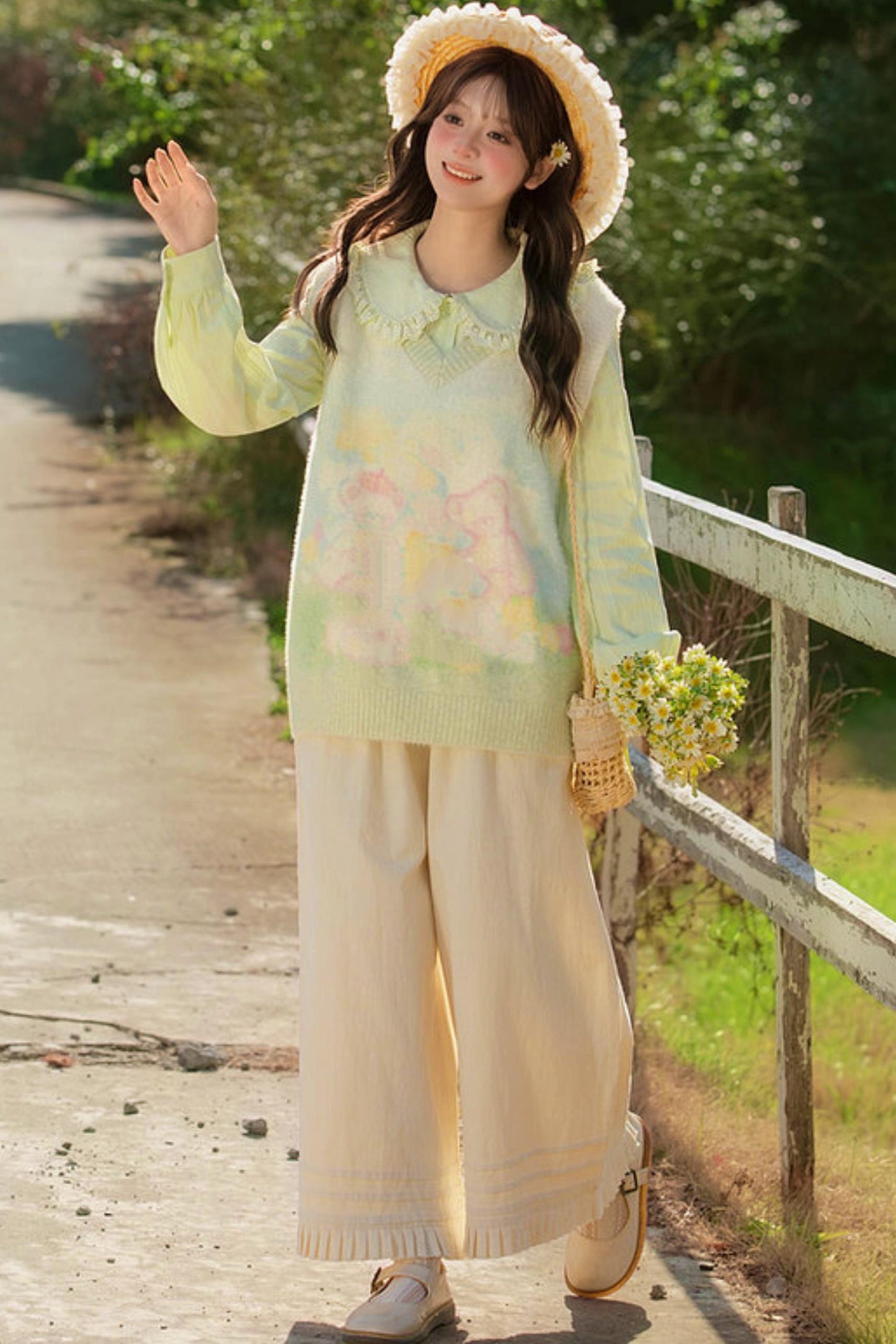Gradient Bear Knit Vest + Shirt
