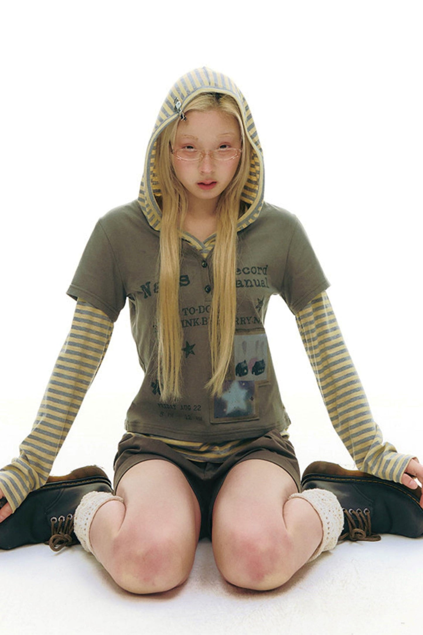 Striped Y2k Hoodie Top