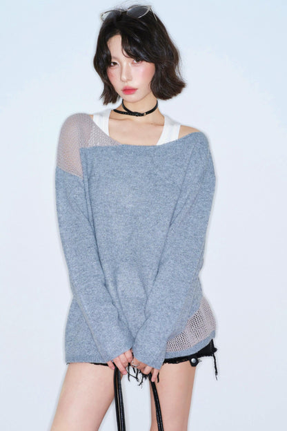 Hollow Out Off Shoulder Loose Top