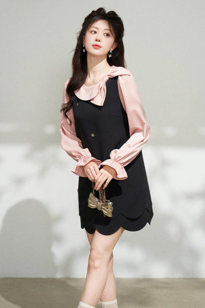 Black and Pink Patchwork Dress