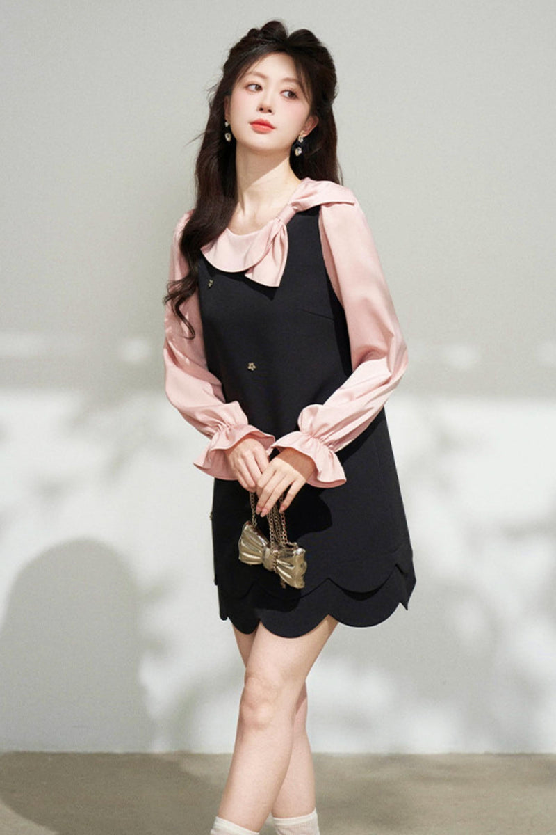 Black and Pink Patchwork Dress