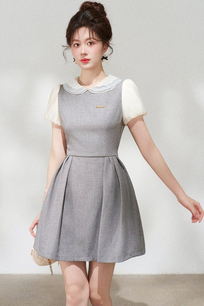 Gray Puff Sleeve Dress