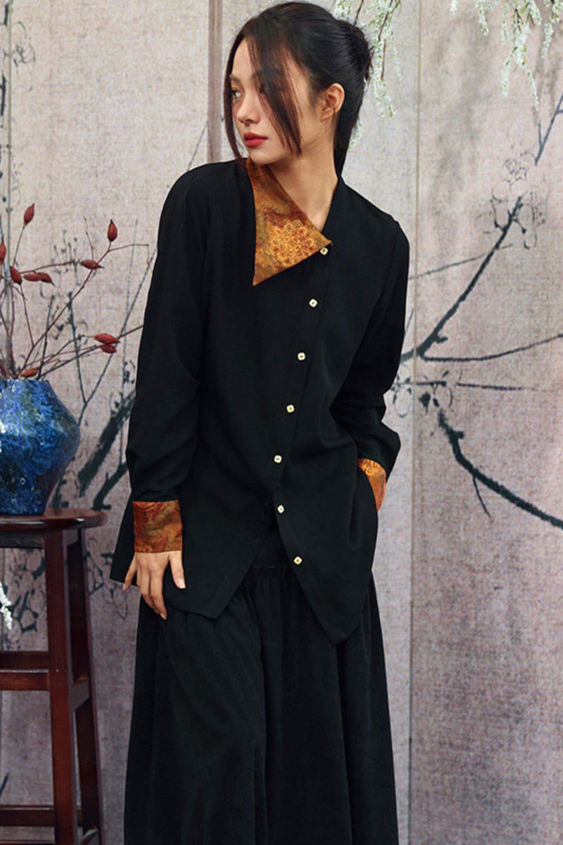 Gold Dragon Diagonal Collar Shirt
