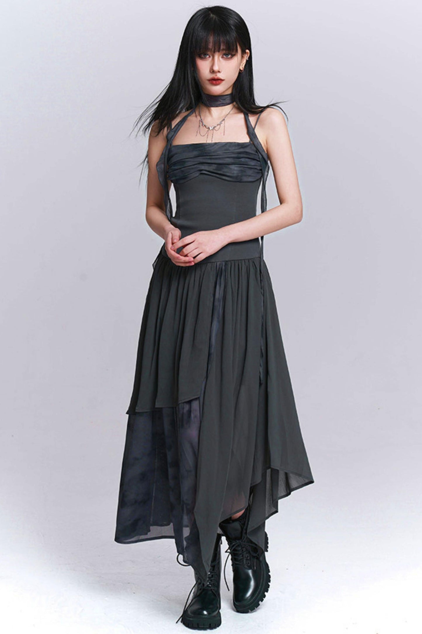 Dark Camisole Irregular Dress