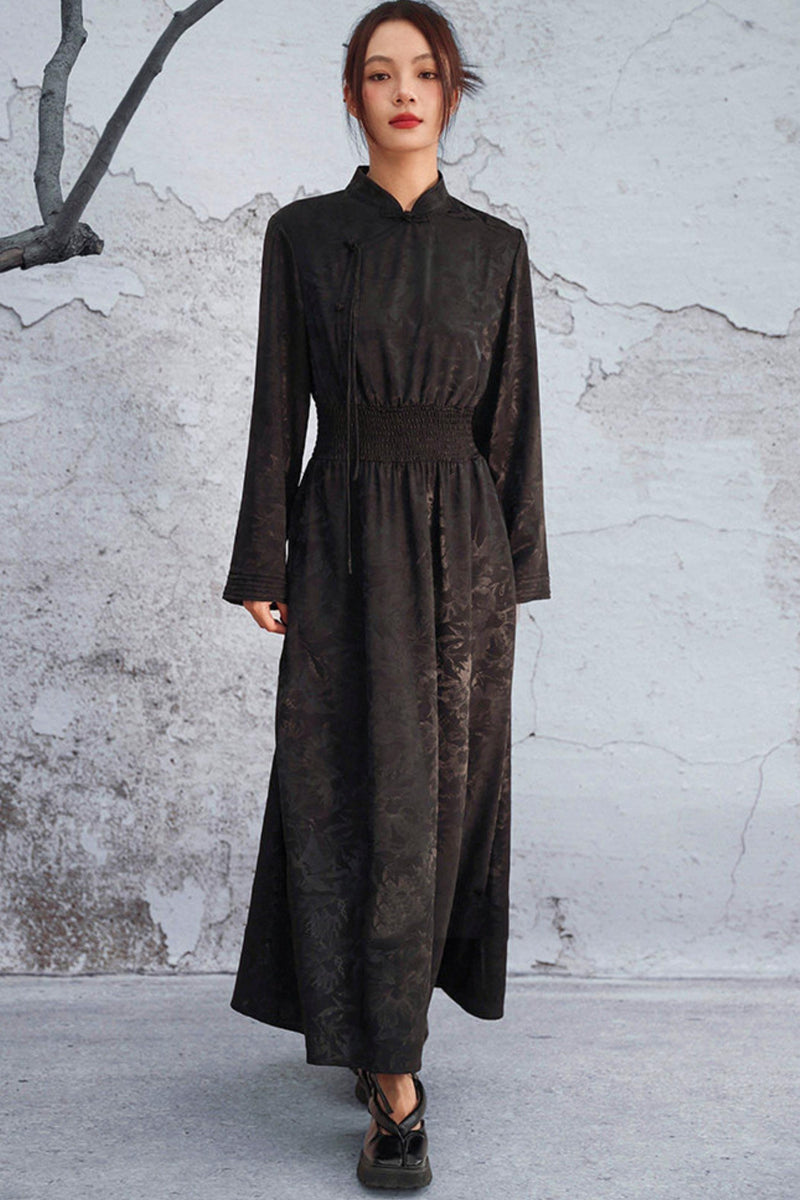 Jacquard Waist Cinched Dress