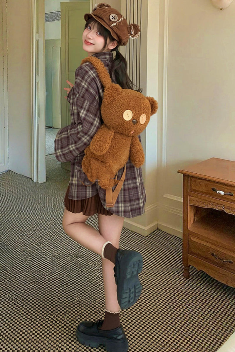 Loose Retro Plaid Shirt
