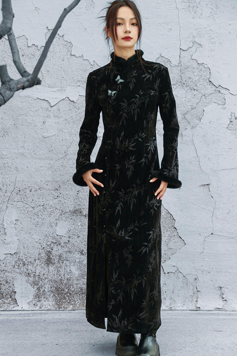 Bamboo Leaf Cheongsam Dress