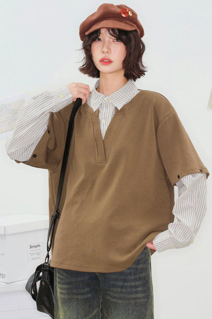 Color Block Detachable Sleeve Top