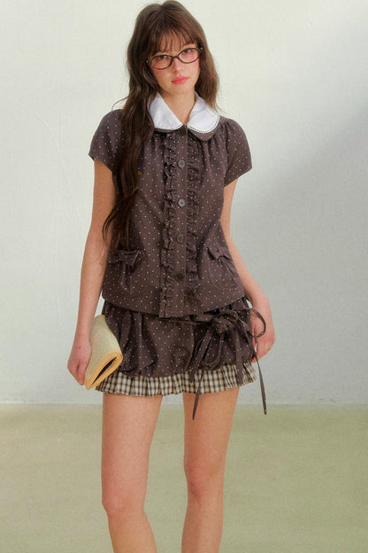 Dot Ruffle Top + Skirt