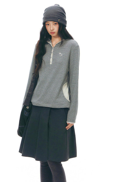 Striped Hooded Knit Tops