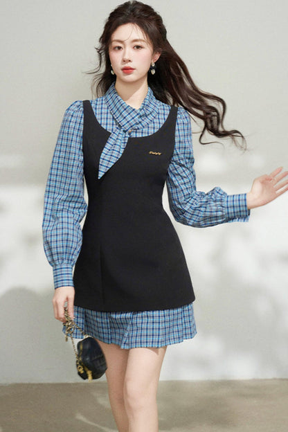 Plaid Patchwork Dress