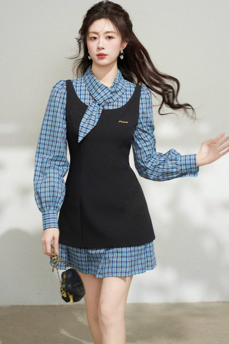 Plaid Patchwork Dress