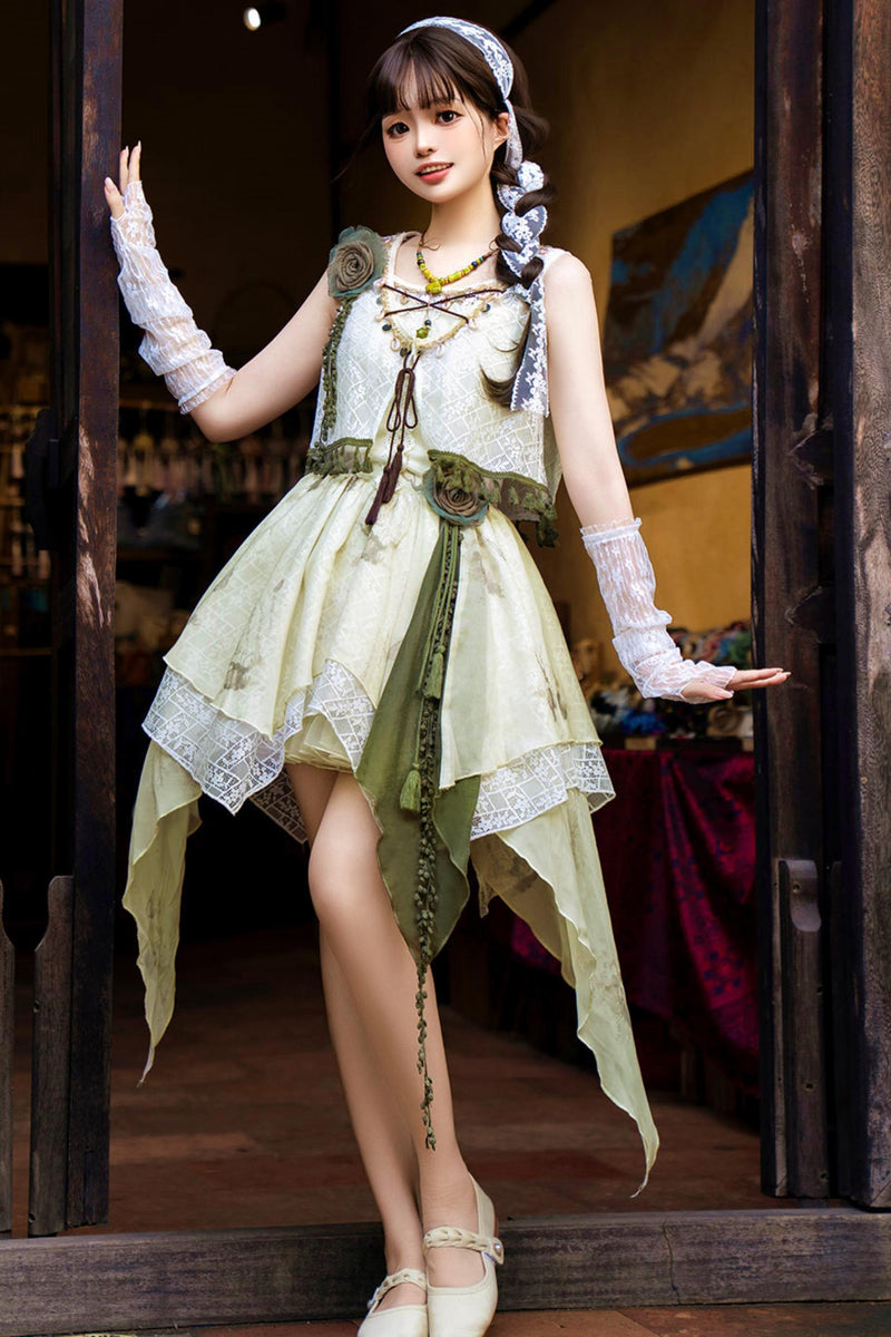 Sweet Resort Style Lolita Sand Dress Set