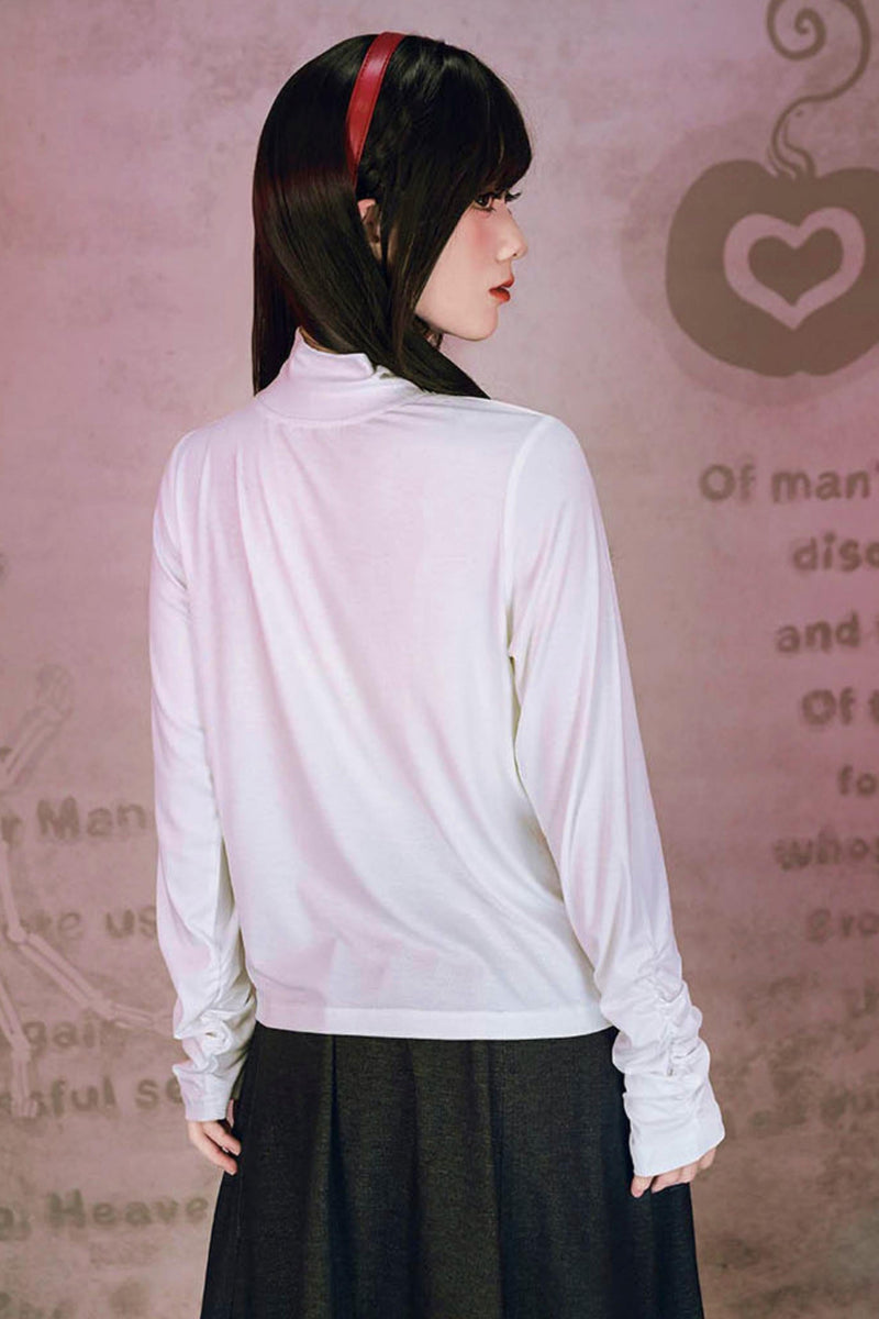 Bar Style Ruched High Neck Blouse