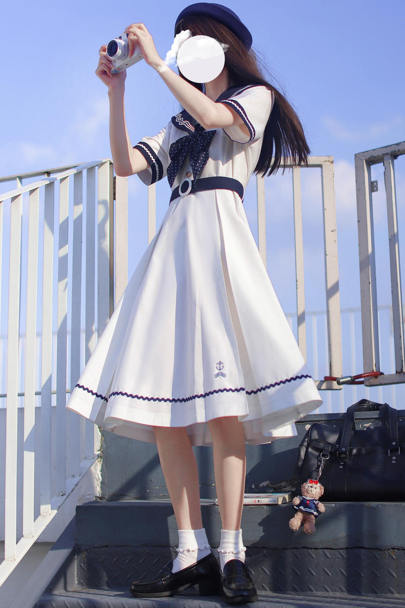 Summer Sea Sailor Dress + Ribbon Accessory