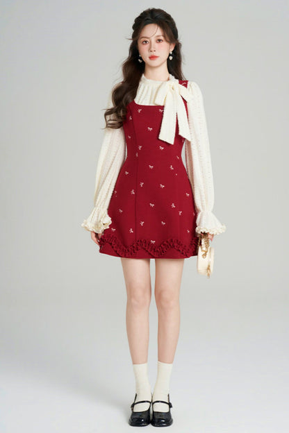 Sweet Red Vest Dress + Tops