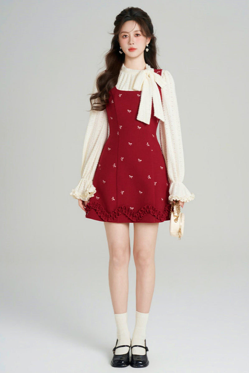 Sweet Red Vest Dress + Tops