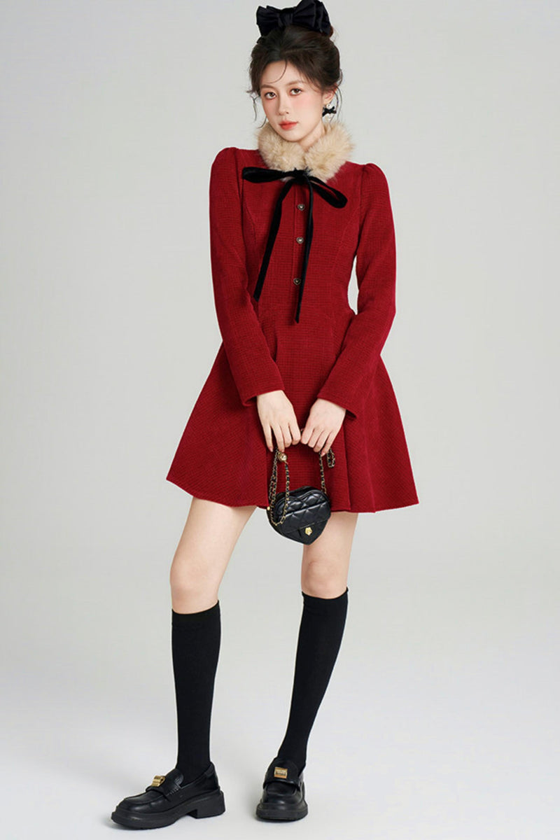 Sweet Fur A-line Dress