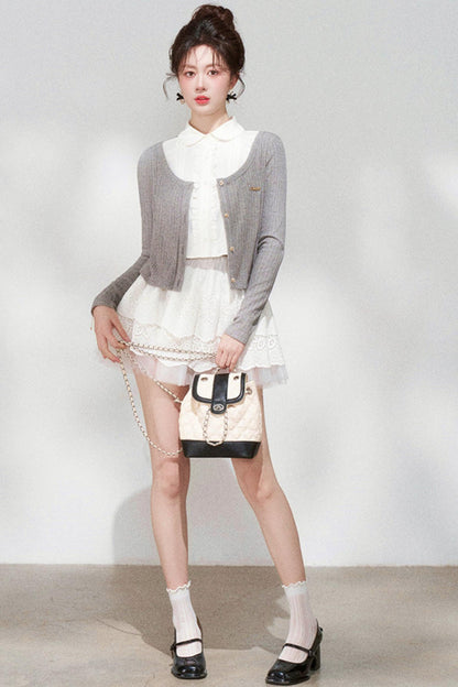 French Style Knit Cardigan + Skirt