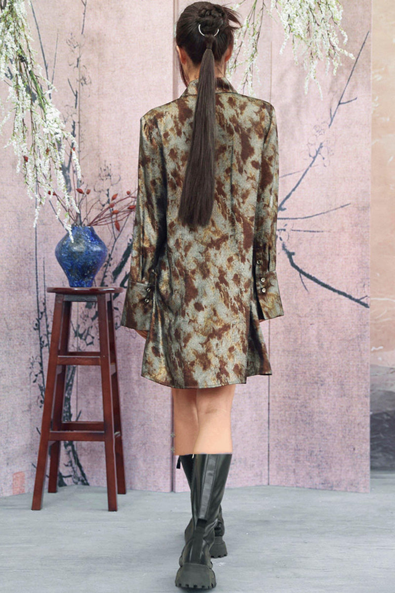 Silver Gray Metallic Satin Blouse
