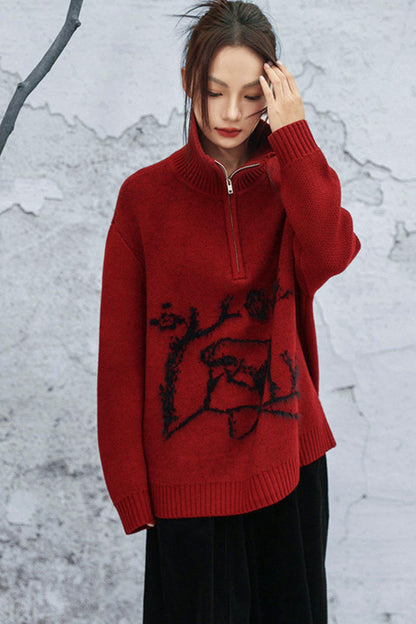 Maroon Zipper Sweater
