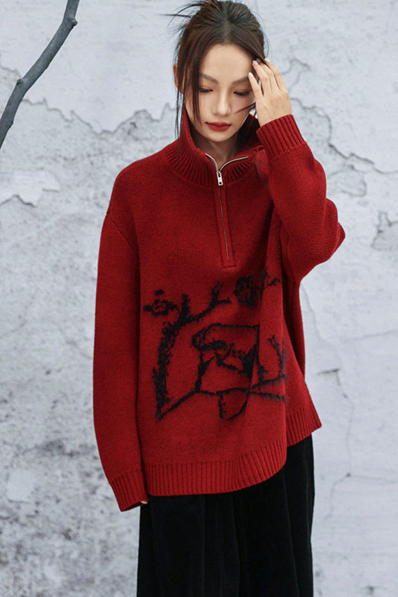 Maroon Zipper Sweater