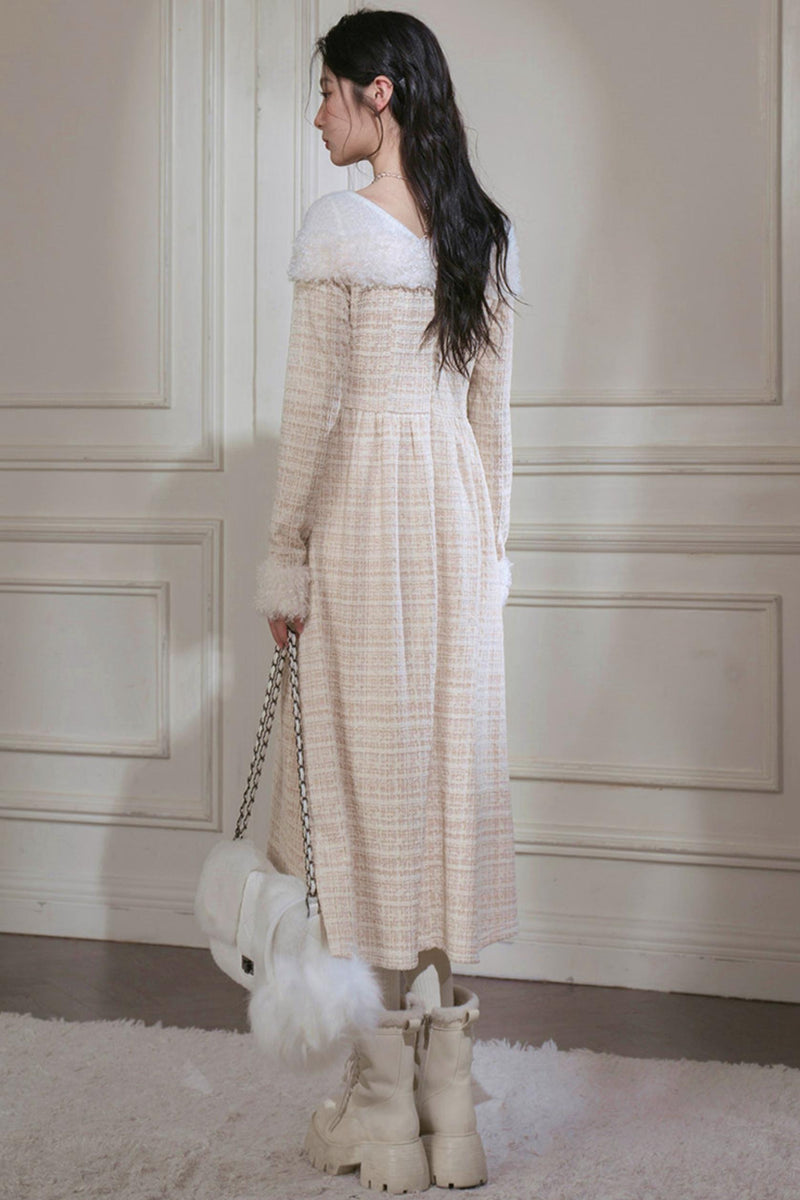 Vanilla Velvet Cape Dress