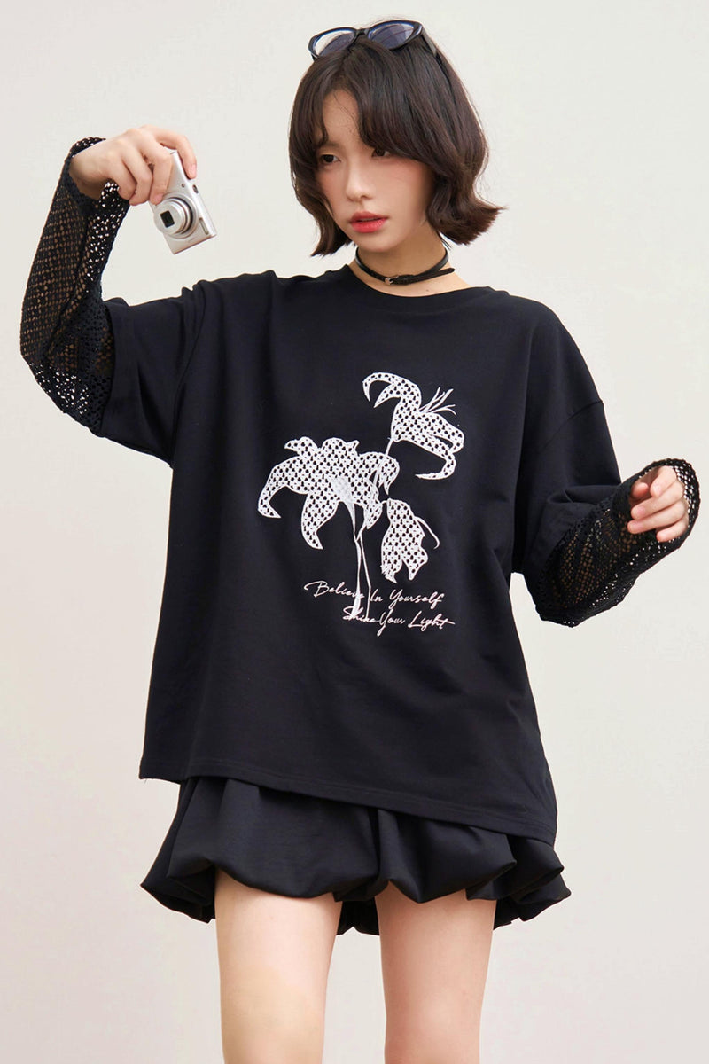 Shadow Weaving Lace Top