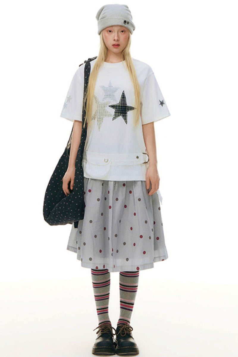 Star Patch Loose Y2k Top