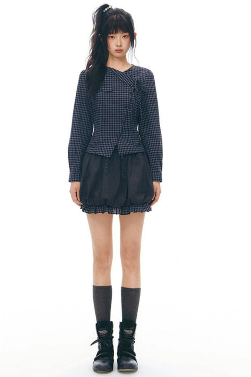 Y2k Small Checkered Shirt + Skirt