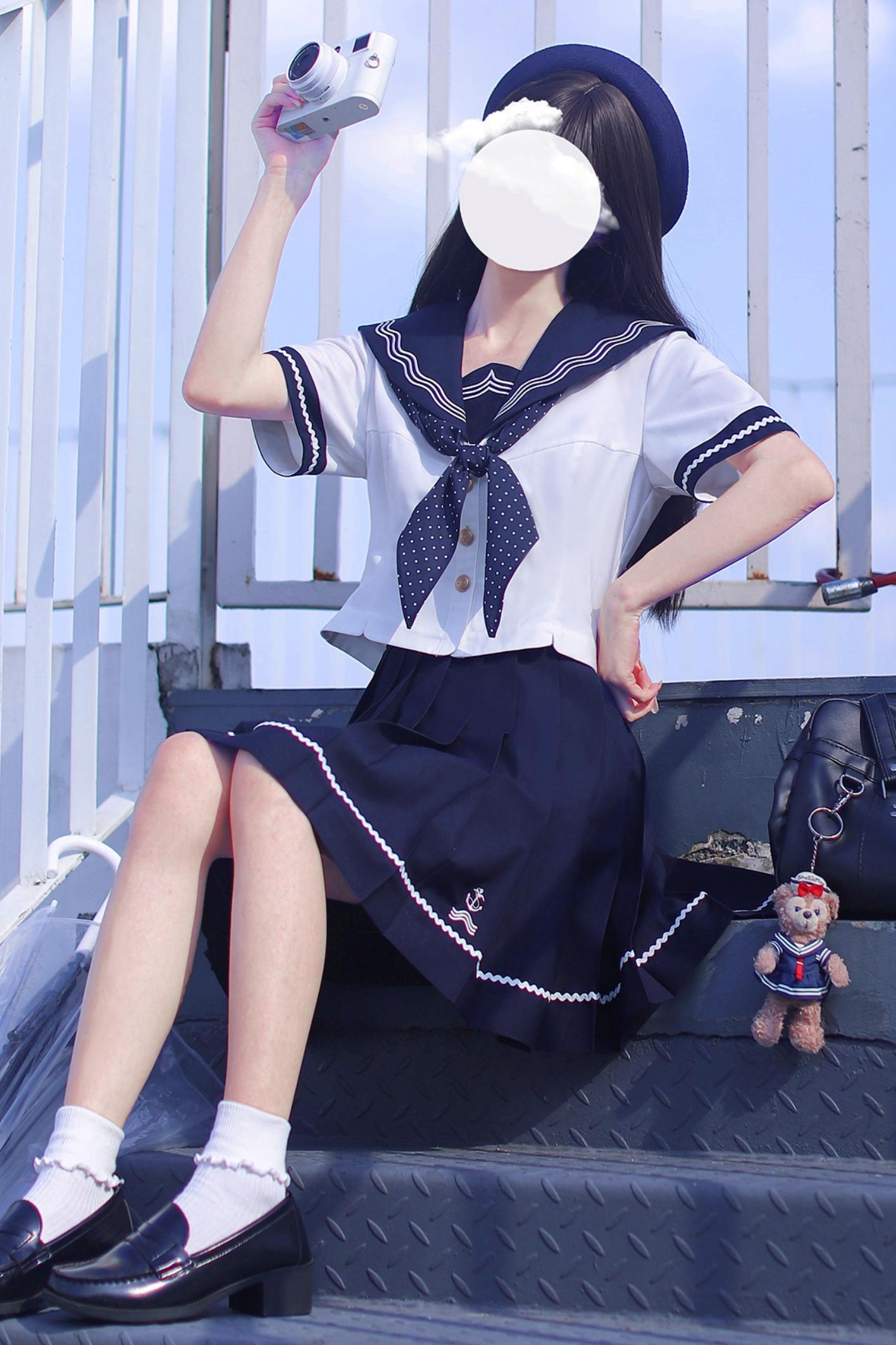 Summer Sea Sailor Top + Skirt + Ribbon Accessory