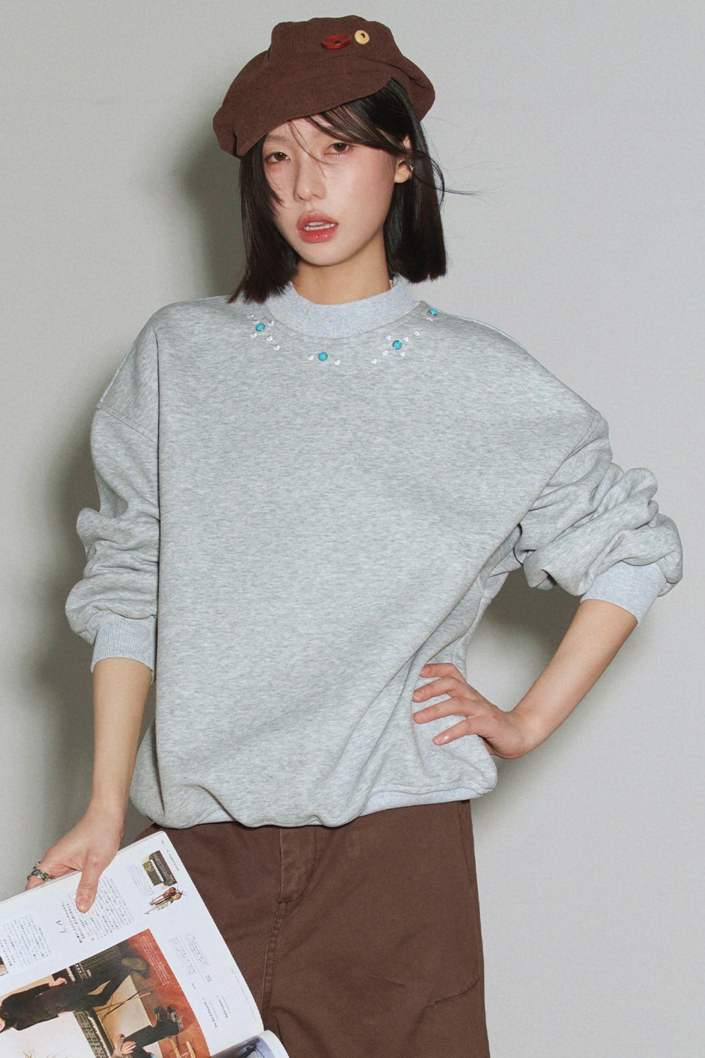 Gemstone Decorated Sweatshirt