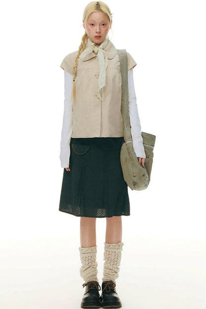 Doll Collar Flutter Sleeve Top