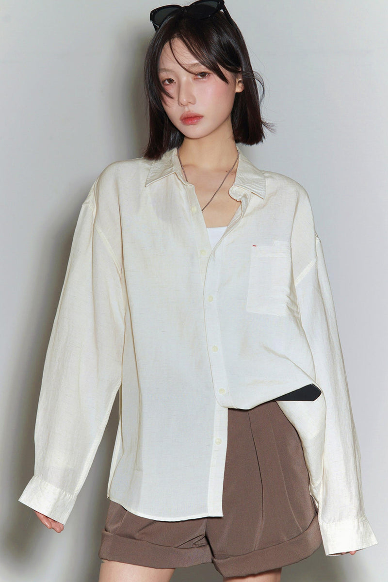 Cotton Linen Long Sleeve Blouse