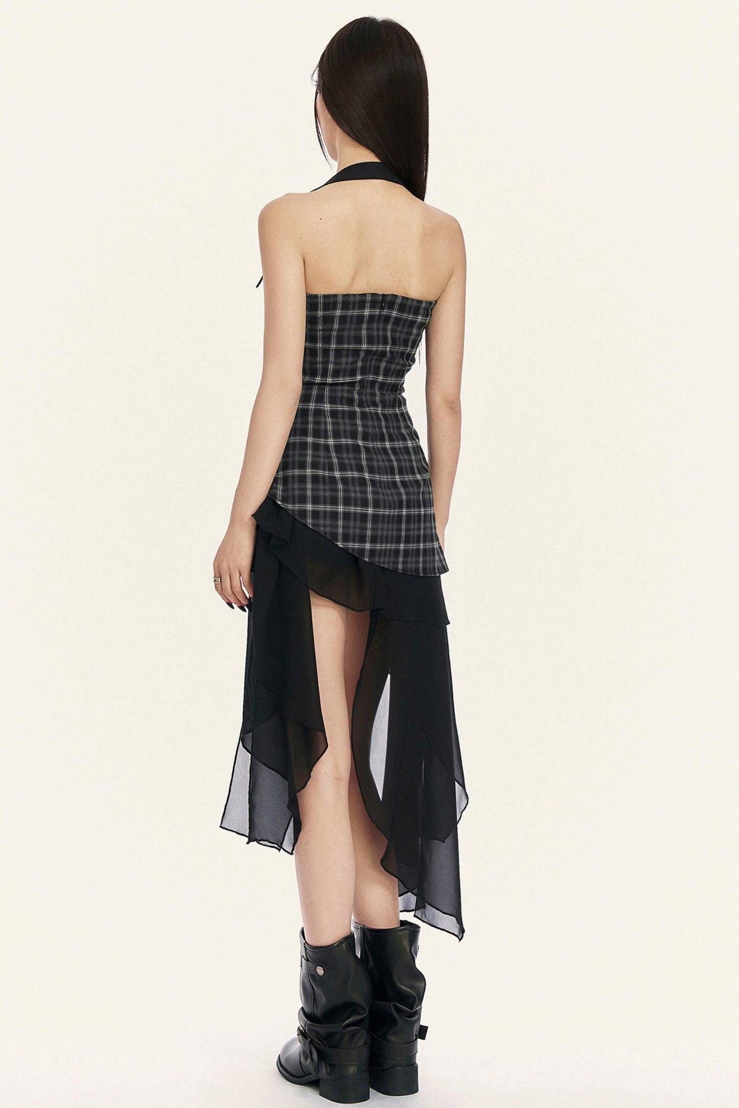 Plaid Halter Neck Top