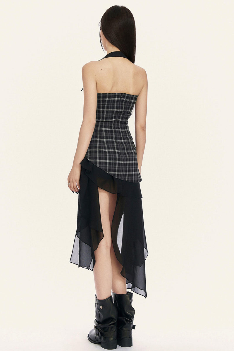 Plaid Halter Neck Top